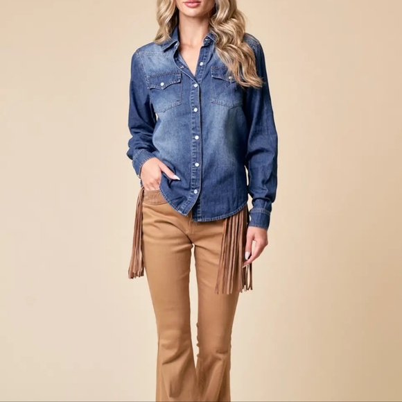 NWT Dark Color Denim Shirt - Picture 2 of 4